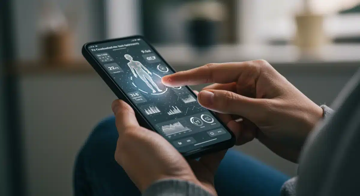 Patient interacting with AI-powered personalized health assistant on smartphone
