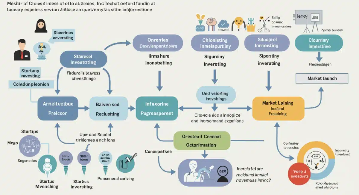 Infographic detailing MedTech R&D funding flow, from initial investment to market, illustrating financial pathways and regulatory checkpoints.