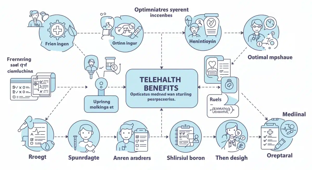 Flowchart illustrating a 5-step process for optimizing telehealth benefits.