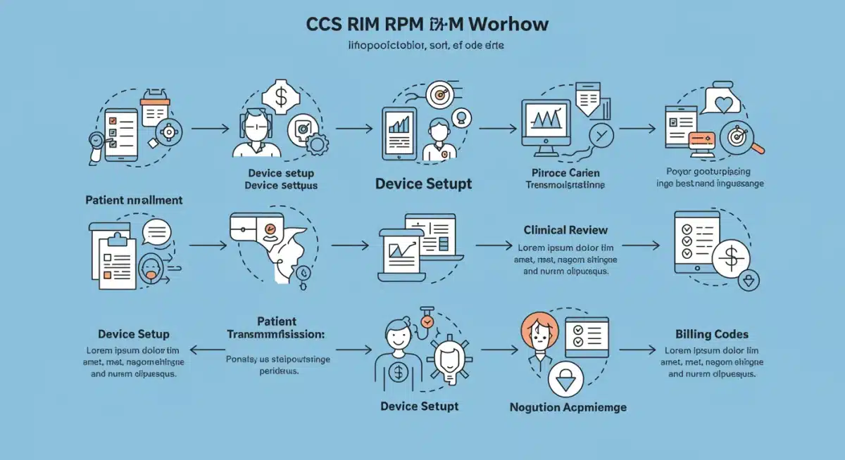 Infographic detailing CMS RPM billing workflow steps for compliance
