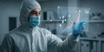 Boost Your MedTech Career: Education for a 15% Salary Hike by 2026 MedTech professional analyzing data with growth charts, symbolizing career advancement and financial impact.