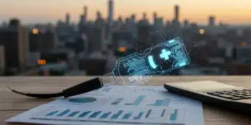 Futuristic medical device on financial documents, symbolizing MedTech funding strategies