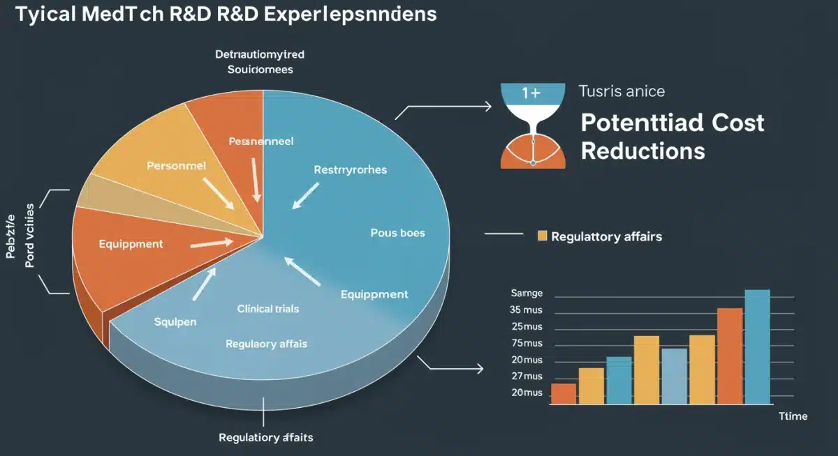 Infographic illustrating MedTech R&D cost breakdown and potential savings pathways