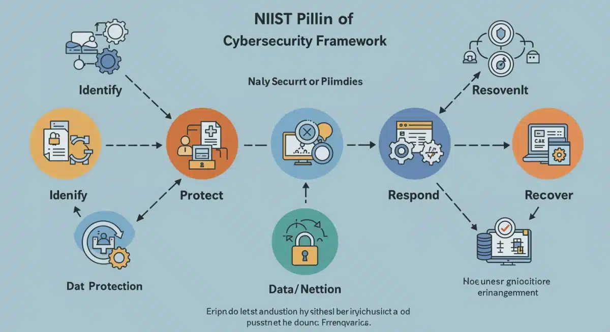 NIST Cybersecurity Framework pillars for healthcare IT.