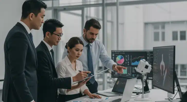 Pension fund managers analyzing MedTech investment opportunities for growth