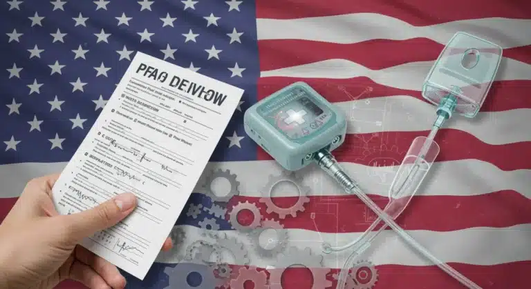 Regulatory documents and medical devices symbolizing upcoming changes in US medical device manufacturing laws.