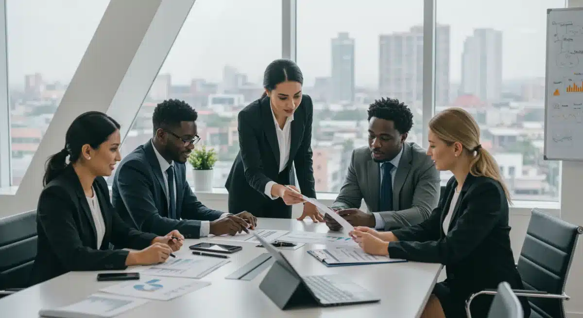 Business professionals analyzing financial data for digital health investment tax strategies.