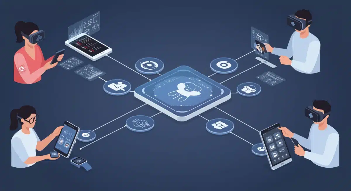 People interacting with diverse digital health technologies