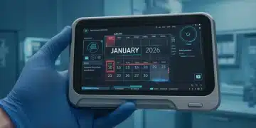 Futuristic medical device with a calendar highlighting January 2026, representing MedTech coverage deadline.