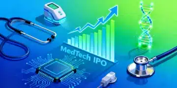 Illustration of MedTech innovation and stock market growth, representing MedTech IPO investment potential.