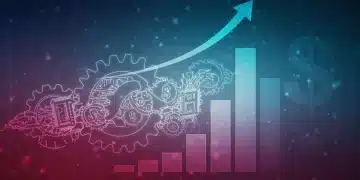 Illustration of medical technology innovation with financial growth symbols