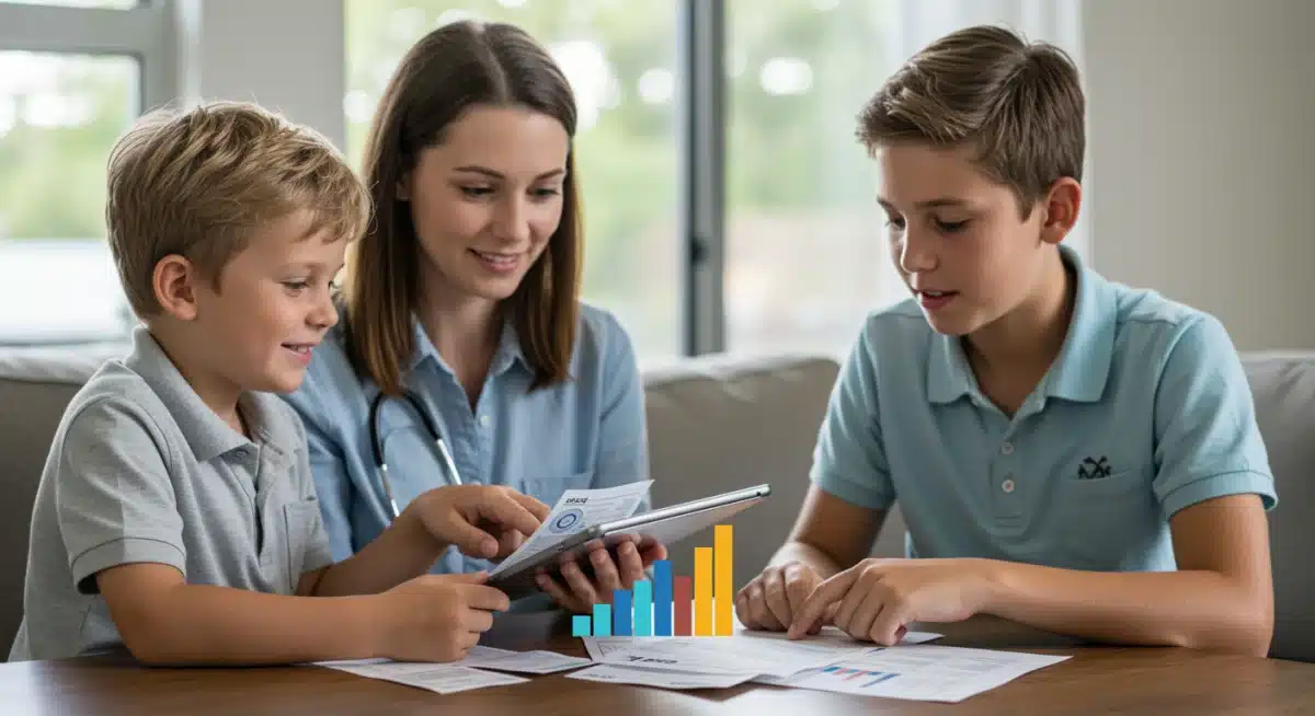 Family reviewing reduced healthcare expenses with MedTech solutions.
