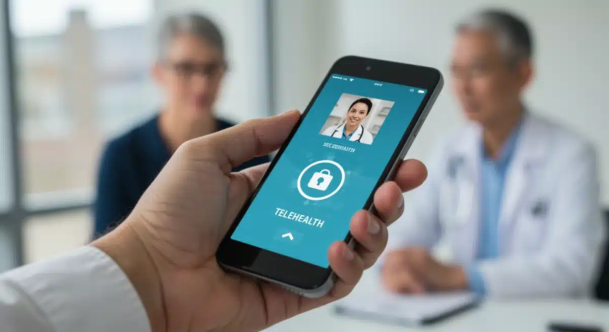 Patient accessing telehealth services on a smartphone