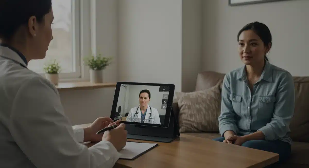 Telemedicine consultation connecting rural patient with urban doctor