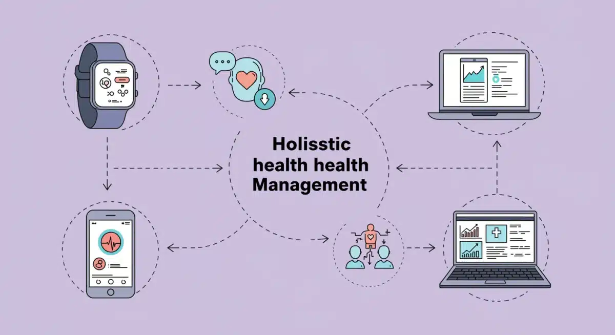 Infographic showing various digital health tools for holistic management