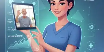 Healthcare professional reviewing remote patient monitoring data on a tablet, symbolizing new CMS reimbursement codes effective 2026.
