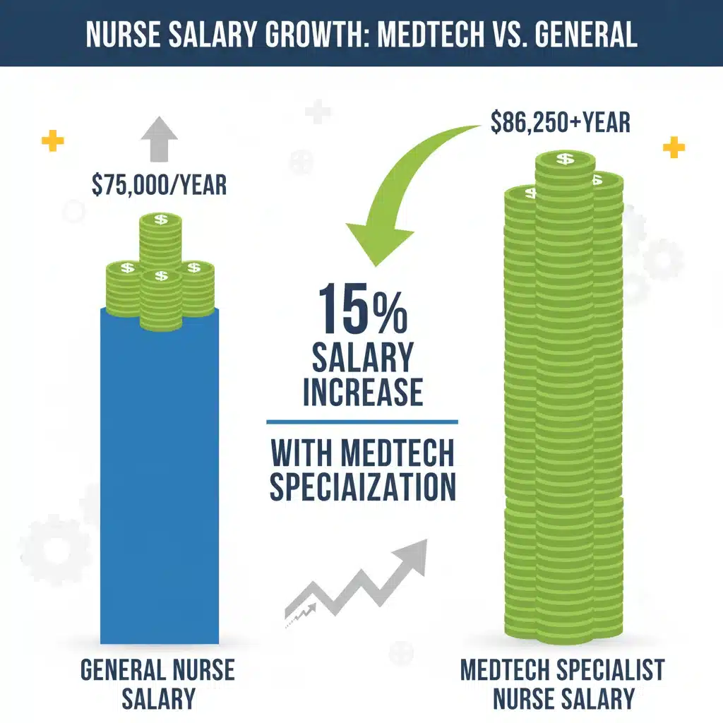 Infographic showing increased salary for nurses with MedTech specialization.