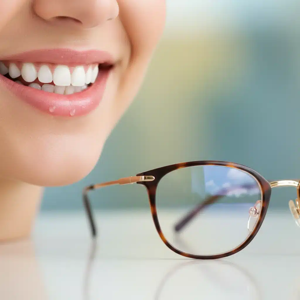 Healthy smile and eyeglasses representing dental and vision coverage