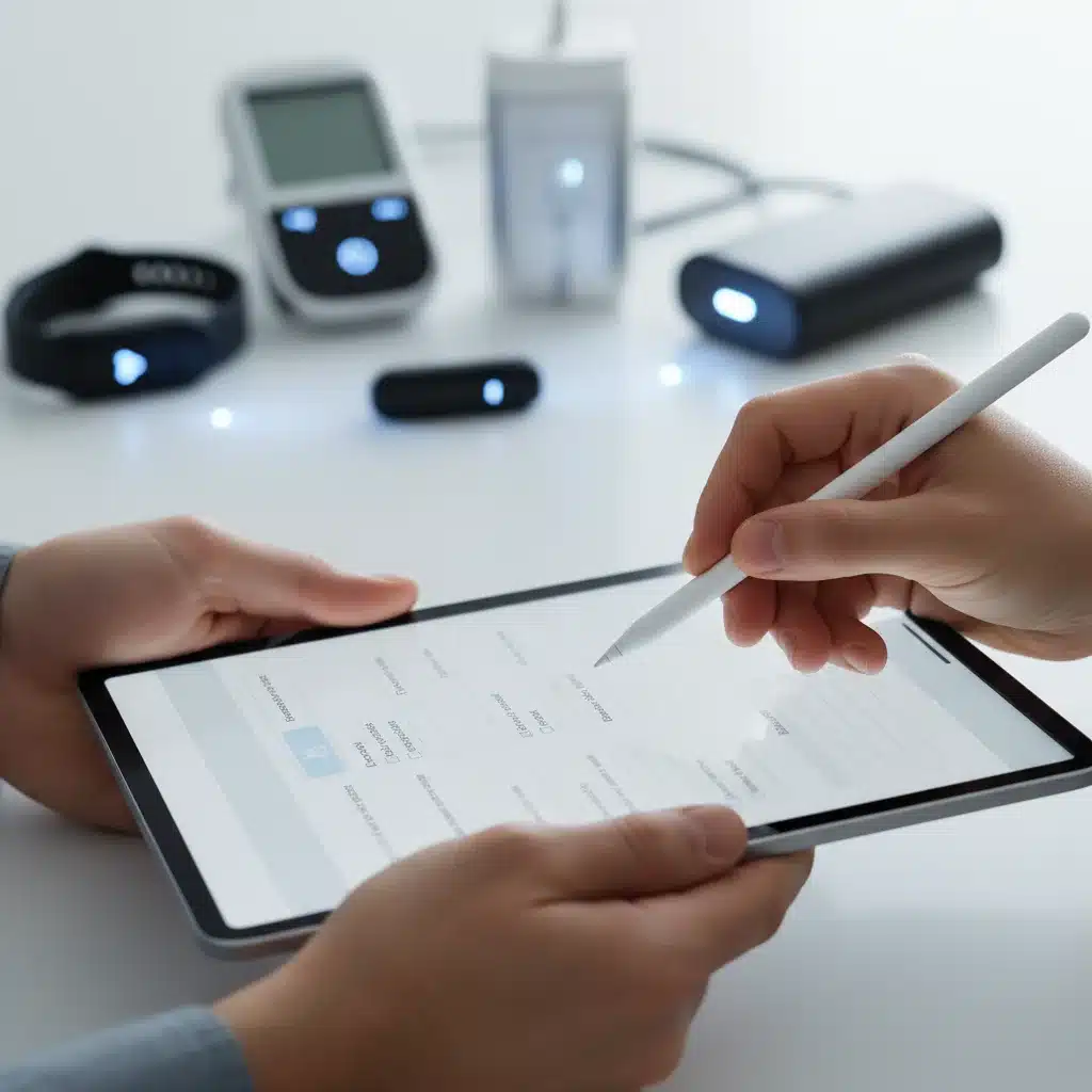Hands completing a digital application for MedTech benefits