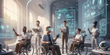 Diverse individuals using cutting-edge MedTech for disability benefits