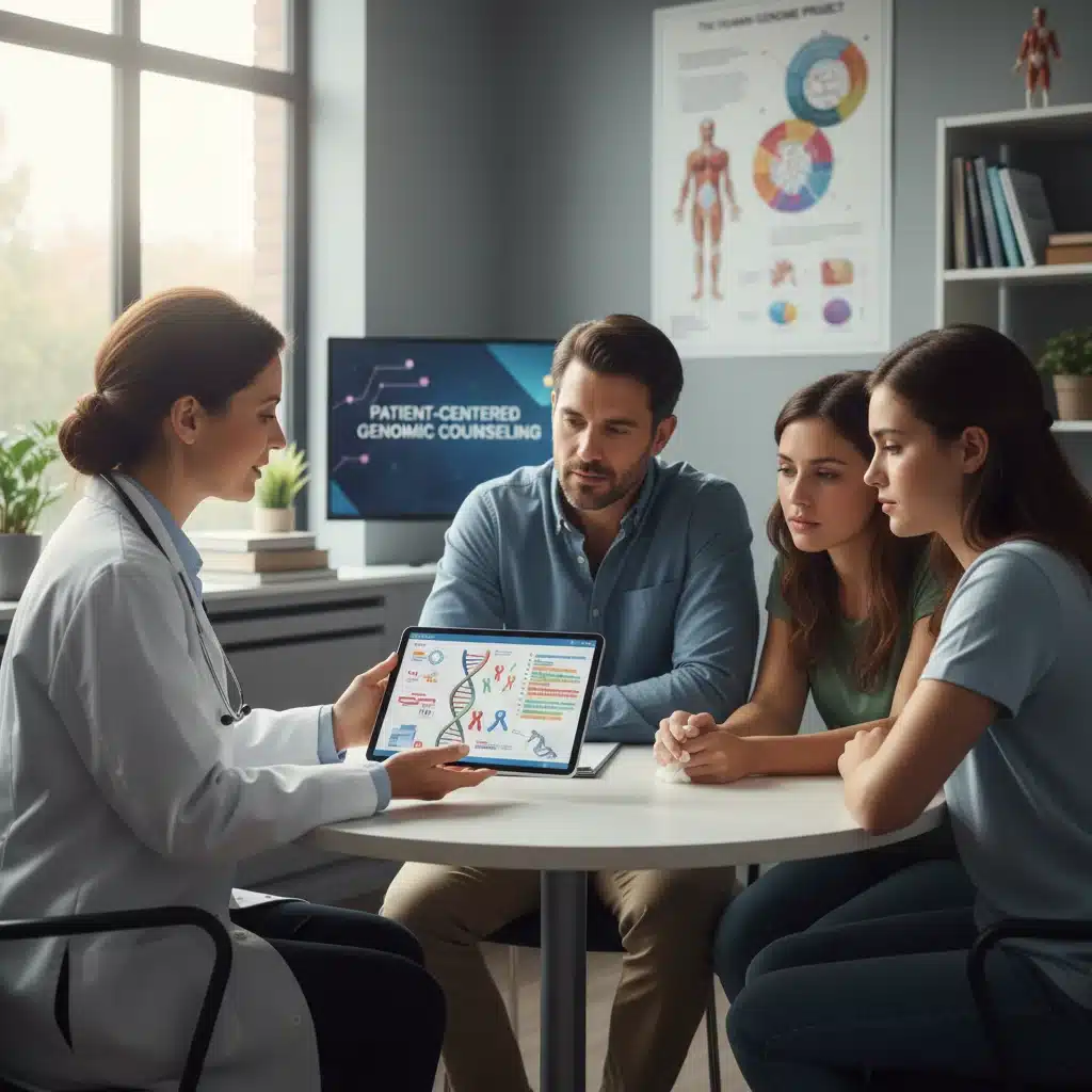 Doctor explaining genetic test results to patient and family.