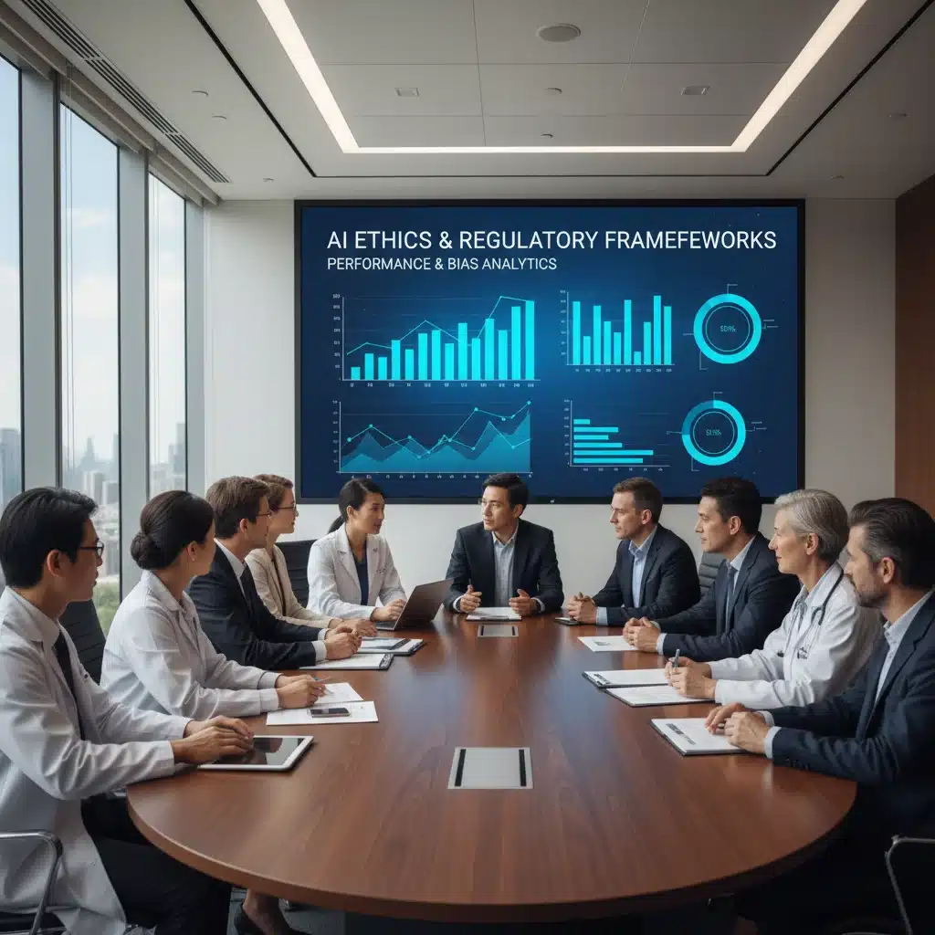 Medical professionals discussing AI ethics and regulations.