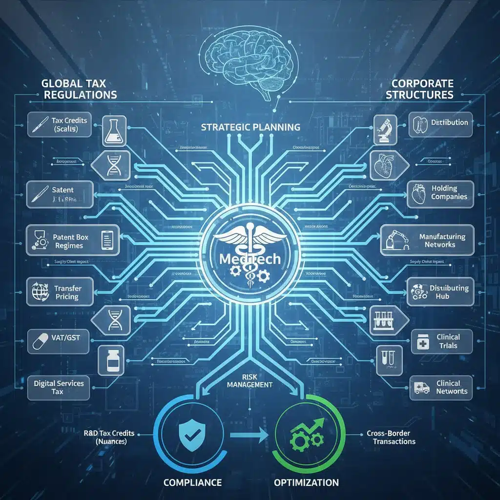 Complex tax regulation flowchart for MedTech compliance and optimization