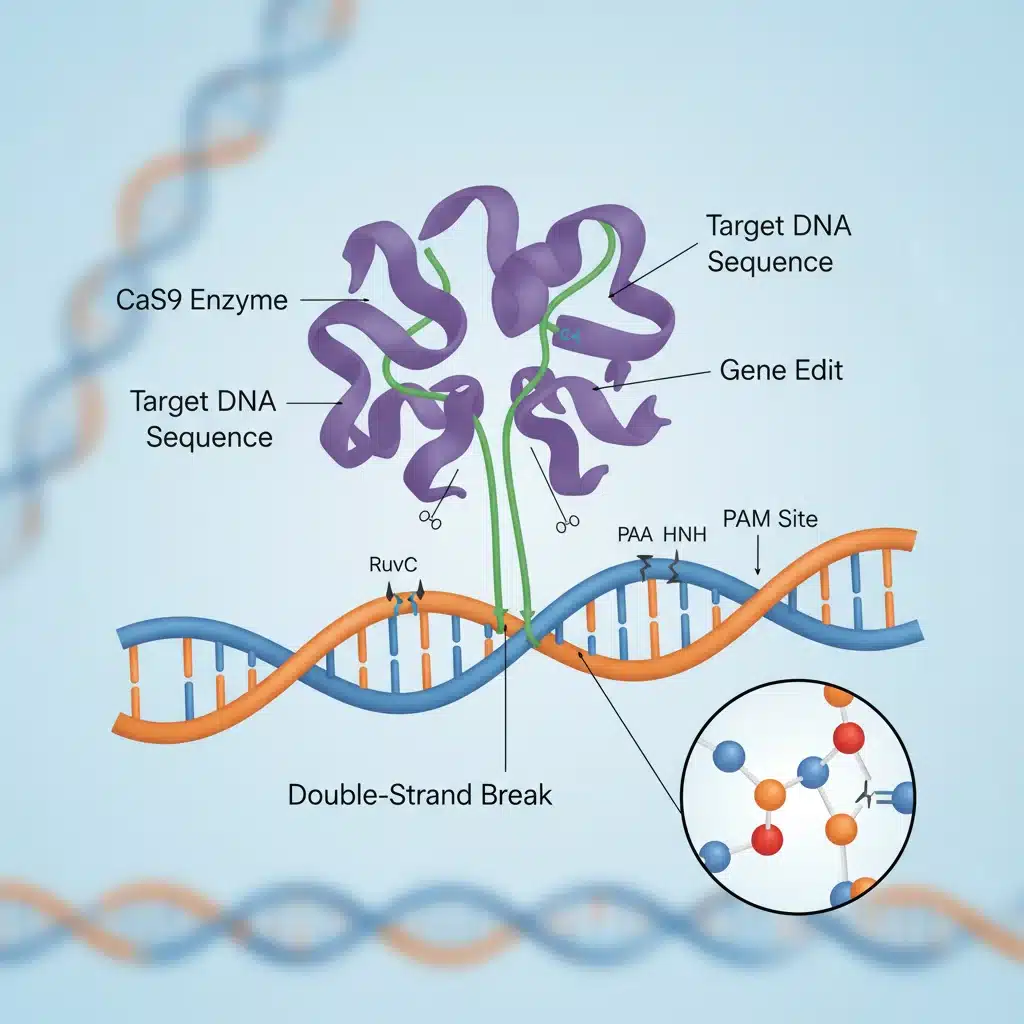 Diagram of CRISPR-Cas9 gene editing mechanism