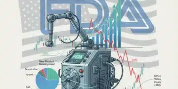 Financial charts overlapping a medical device, illustrating FDA regulatory impact on MedTech profit margins.