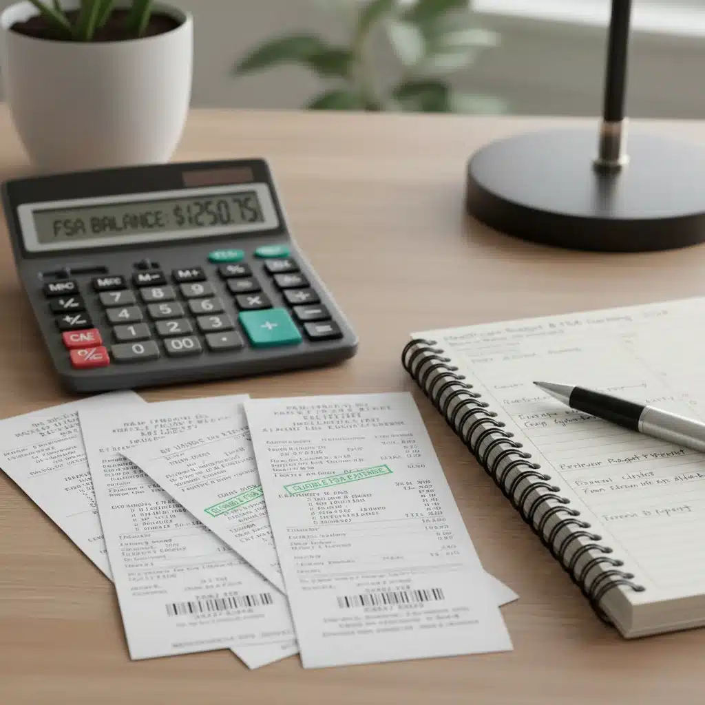 Calculator and medical receipts for FSA tracking