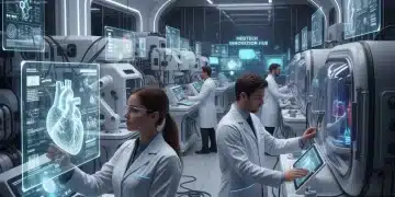 Scientists analyzing data in a modern MedTech R&D lab with advanced equipment.